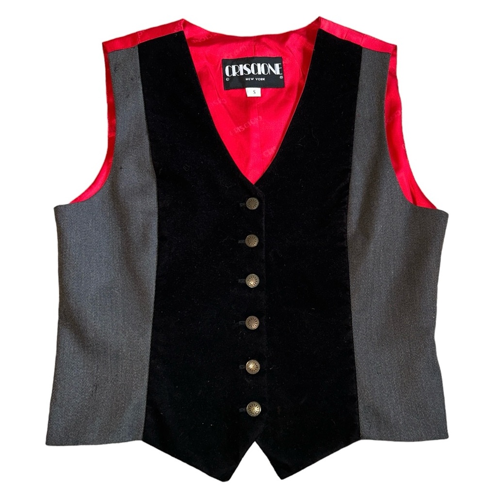 Criscione GrayWool/Velvet Vest Size Small Vintage 1980’s - Picture 6 of 6